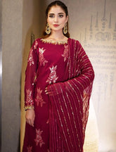 Red Chiffon Suit – Maryam Fashions - Maryam Fashions