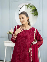 Red Chiffon Suit – Maryam Fashions