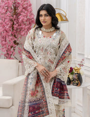 Skin Organza Embroidered Suit Online | Maryam Fashions