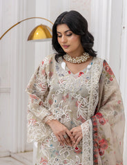 Skin Organza Embroidered Suit Online | Maryam Fashions