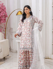 White Organza Embroidered Suit – Maryam Fashions - Maryam Fashions