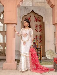 White & Red Organza Suit – Maryam Fashions - Maryam Fashions
