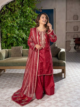 Signature Embroidered Silk Farshi Shalwar 3 Piece Suit – Ready to Wear | Maryam Fashions | MFN088