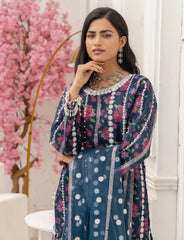 Zink Organza Embroidered Suit with Palazzo – Maryam Fashions