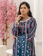 Zink Organza Embroidered Suit with Palazzo – Maryam Fashions - Maryam Fashions