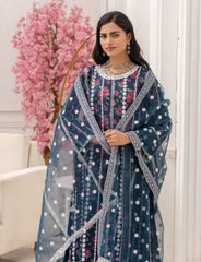 Zink Organza Embroidered Suit with Palazzo – Maryam Fashions - Maryam Fashions