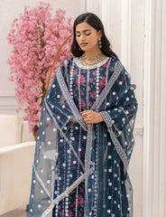 Zink Organza Embroidered Suit with Palazzo – Maryam Fashions
