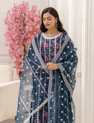 Zink Organza Embroidered Suit with Palazzo – Maryam Fashions - Maryam Fashions