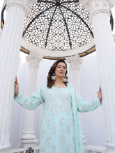 Ice Blue Embroidered Chiffon Suit – Maryam Fashions