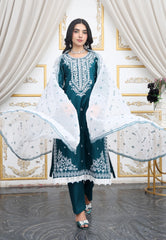 Rose Royale Embroidered Summer Cotton 3PC Suit