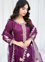 Magenta Embroidered Suit – Maryam Fashions