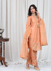 Peach Embellished Suit – Maryam Fashions
