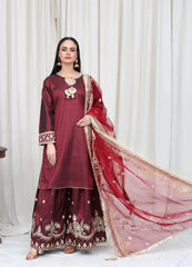 Maroon Embroidered - MFN022 - Maryam Fashions