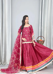 Mehroon Silk Embellished Suit – Maryam Fashions