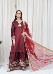 Maroon Embroidered Suit– Maryam Fashions