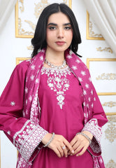 Emerald Grace Embroidered Summer Cotton 3PC Suit