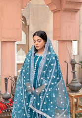 Midnight Teal Sequin Charm - Embroidered Lawn Cotton Set