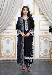Noir Black Elegance Summer Cotton Embroidered 3PC Suit