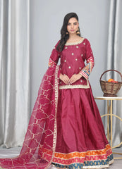 Mehroon Silk Embellished Suit – Maryam Fashions