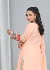 Peach Chiffon Embroidered Suit – Maryam Fashions