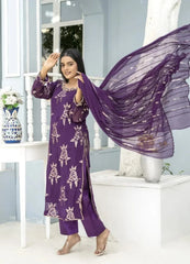 Purple Chiffon - MFN038 - Maryam Fashions