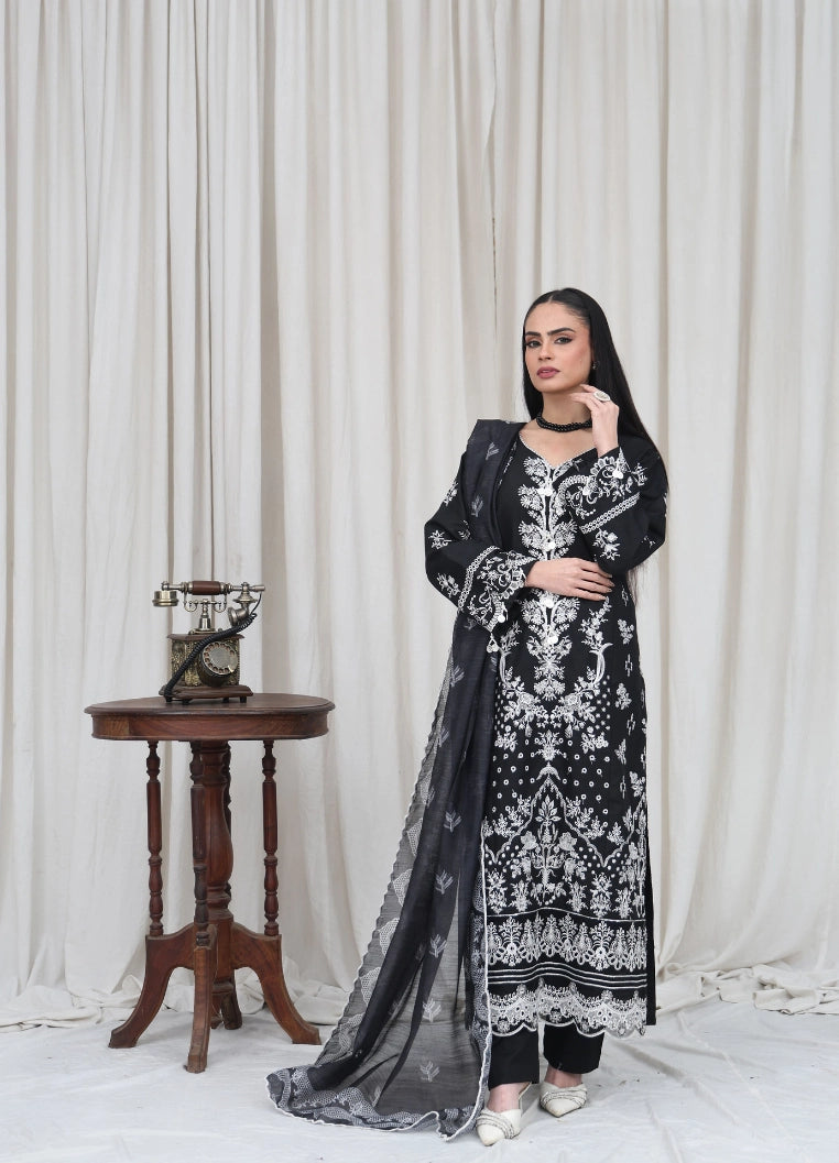 Black Embroidered Winter Suit – Maryam Fashions