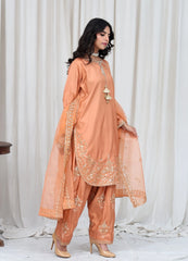 Peach Embellished Suit – Maryam Fashions