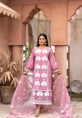 Blush Royale Sequins Embroidered Lawn Suit with Organza Dupatta – Maryam Fashions