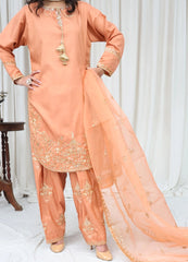 Peach Embellished Suit – Maryam Fashions