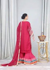 Mehroon Chiffon Embellished Suit – Maryam Fashions