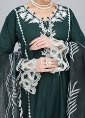 Bottle Green Embroidered Suit – Maryam Fashions