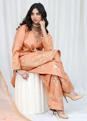 Peach Embellished Suit – Maryam Fashions