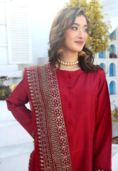 Crimson Elegance Luxury Sequins Embroidered Silk Suit with Chiffon Dupatta – Maryam Fashions