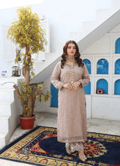 Premium Embroidered Chiffon Suit for Women – Soft Beige / Nude