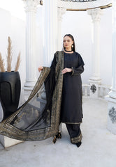 Noir Royale Luxury Sequins Embroidered Silk Suit with Chiffon Dupatta – Maryam Fashions