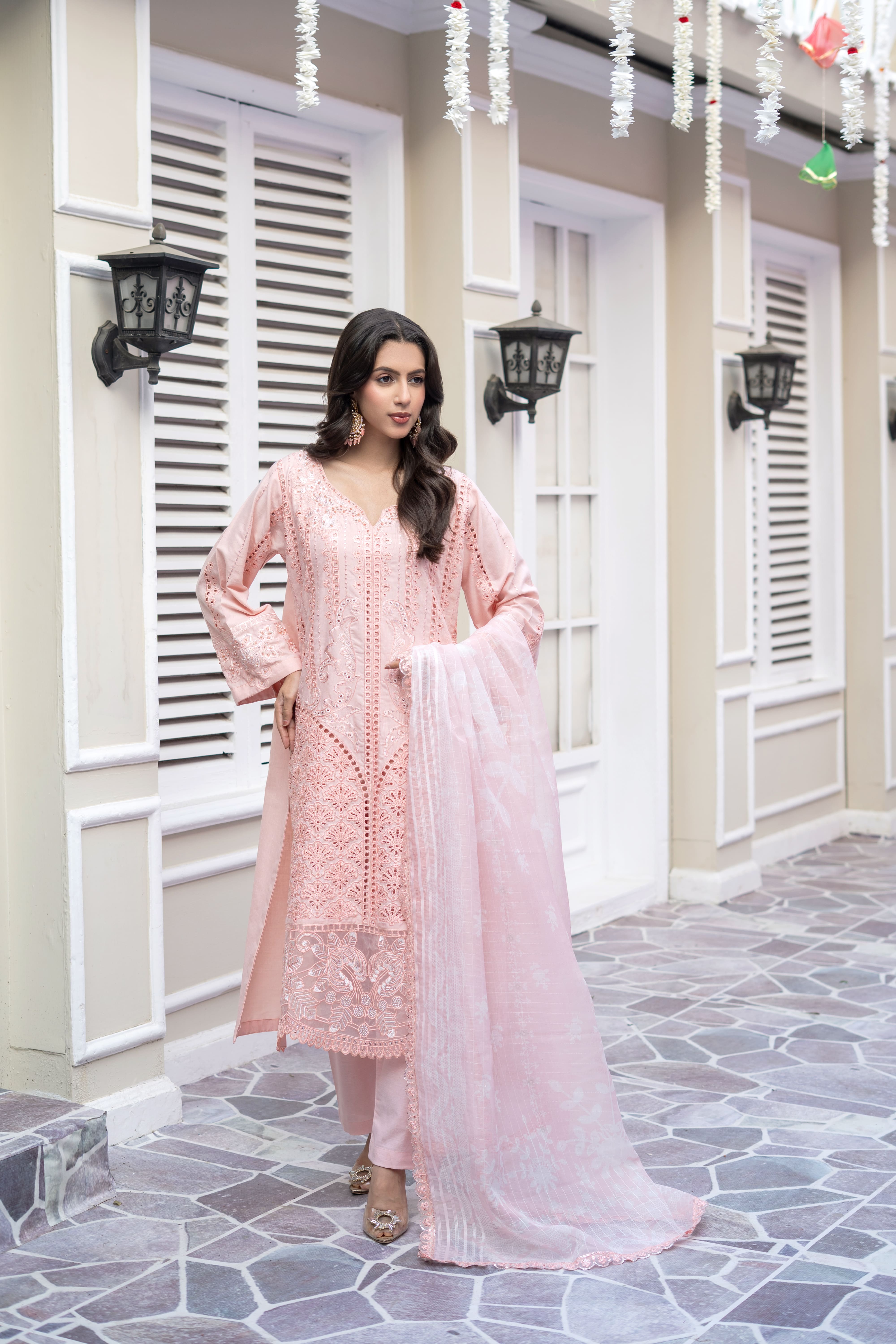 Pink Embroidered Winter Cotton Suit | Maryam Fashions
