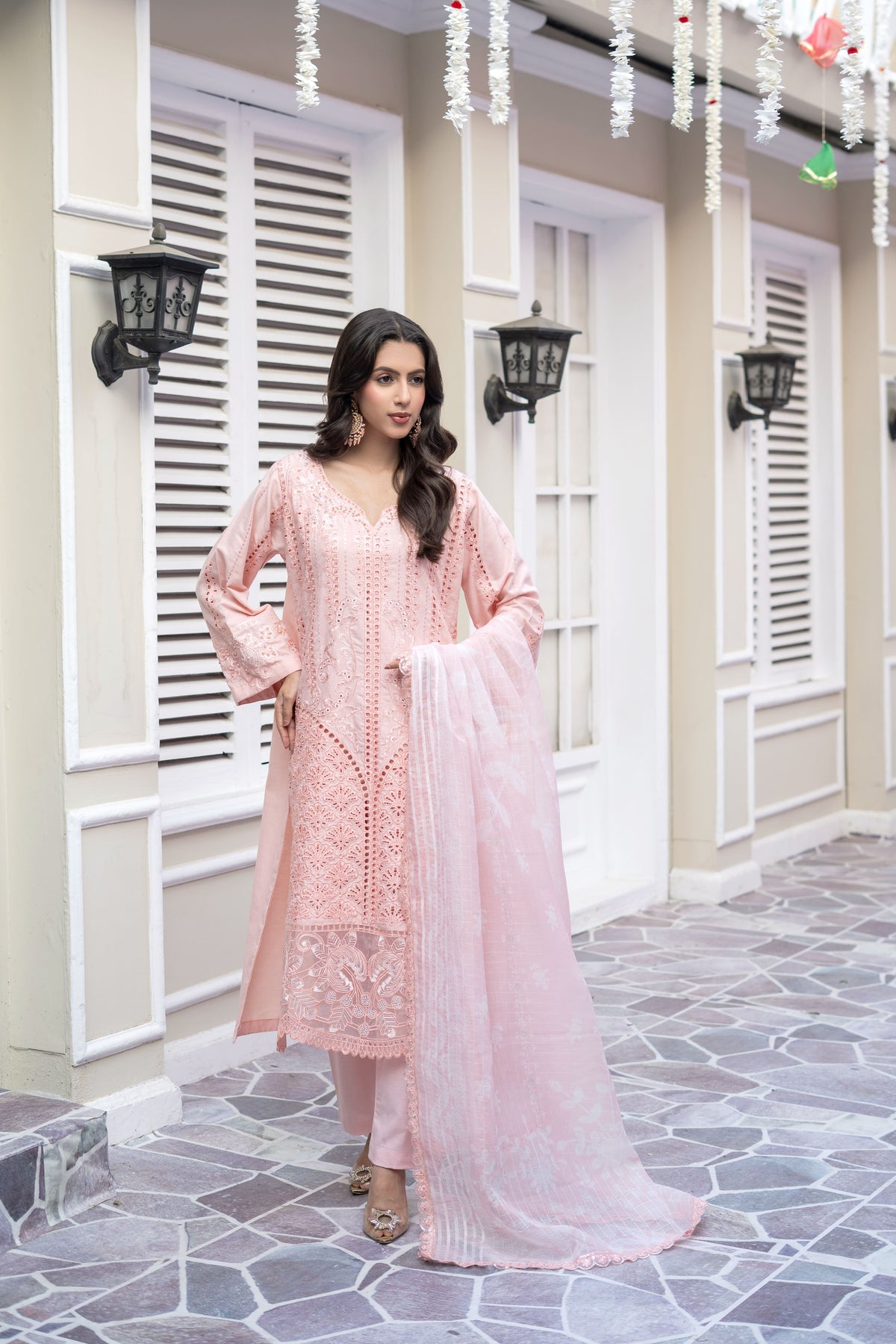 Pink Embroidered Winter Cotton Suit | Maryam Fashions