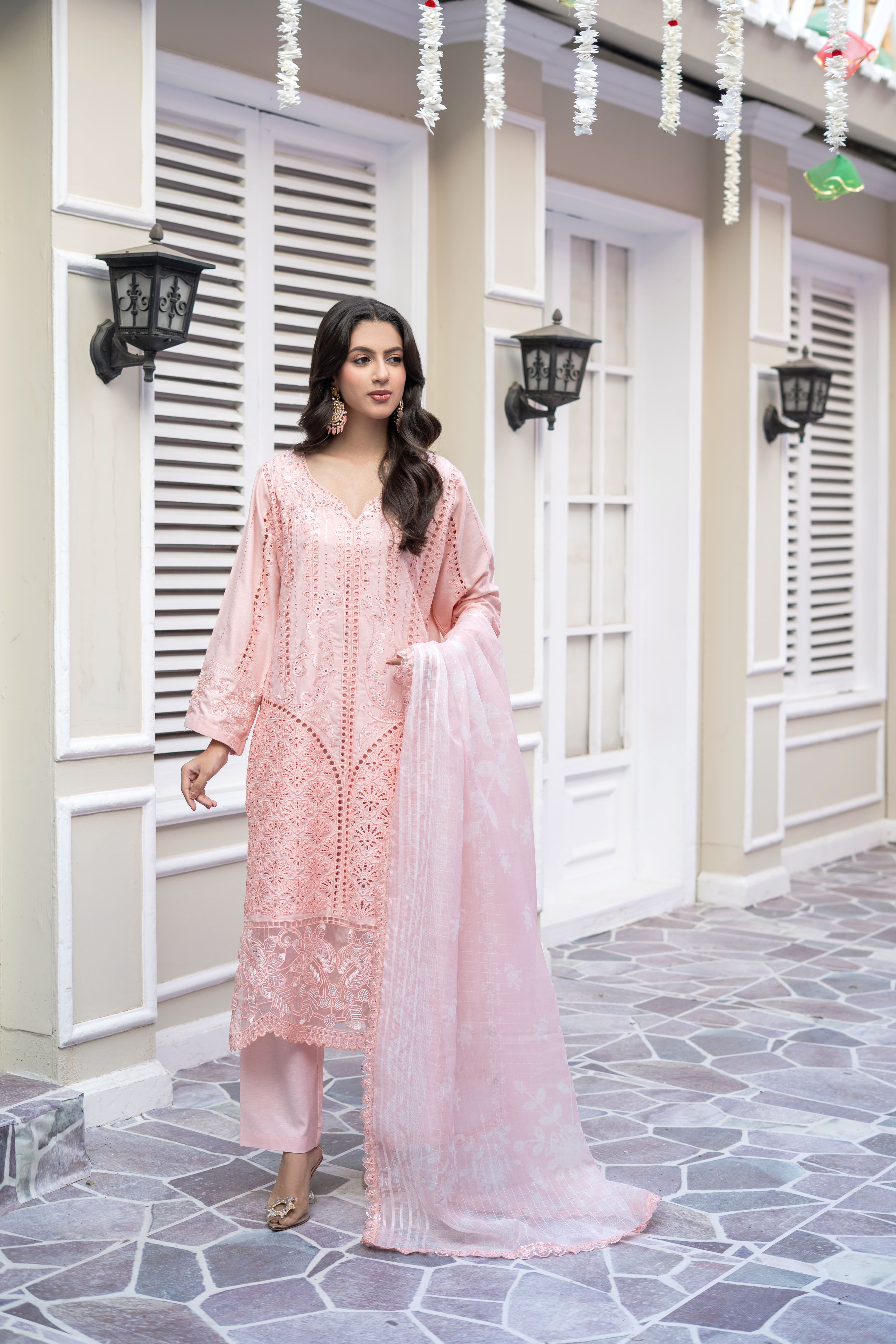Pink Embroidered Winter Cotton Suit | Maryam Fashions