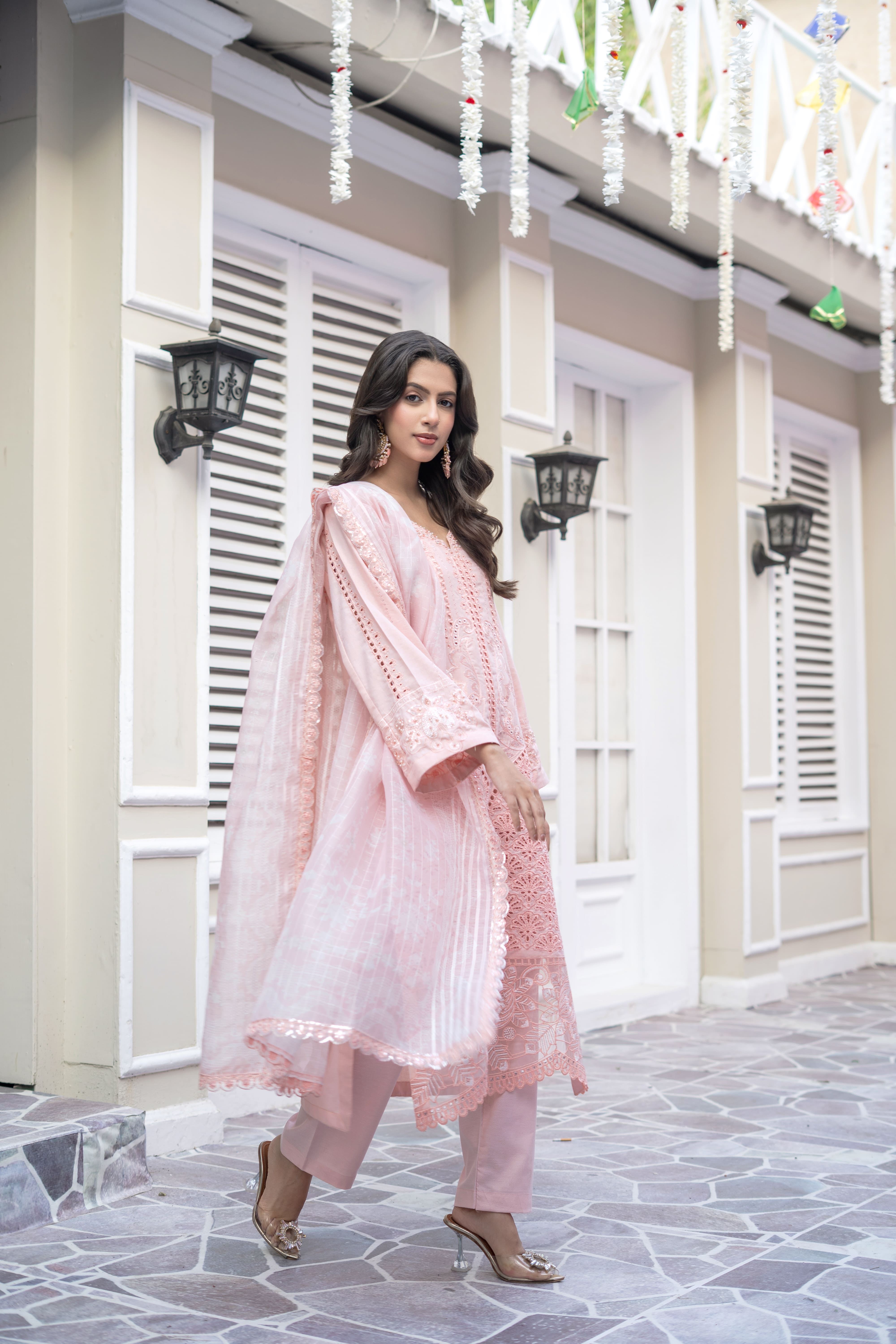 Pink Embroidered Winter Cotton Suit | Maryam Fashions