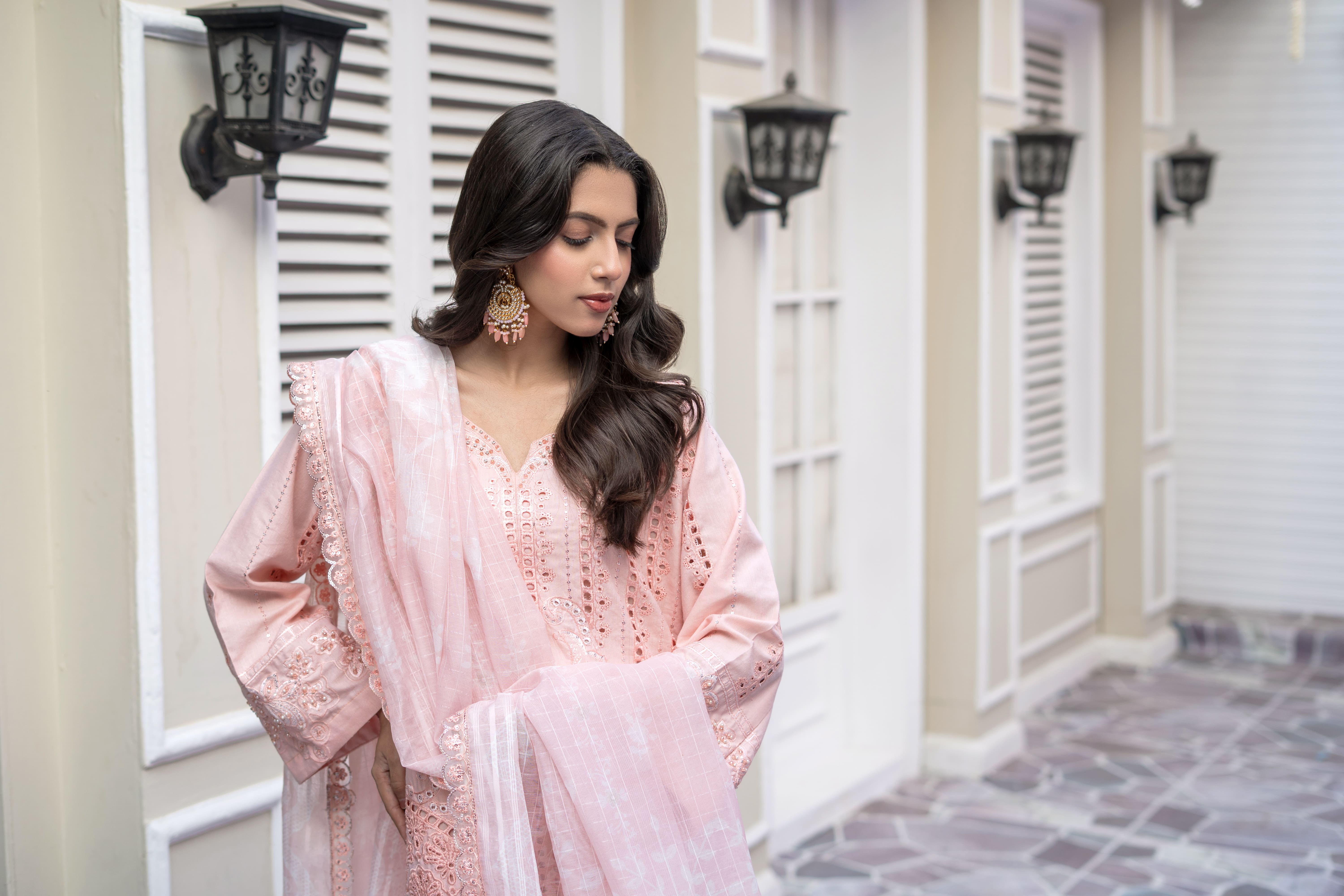 Pink Embroidered Winter Cotton Suit | Maryam Fashions