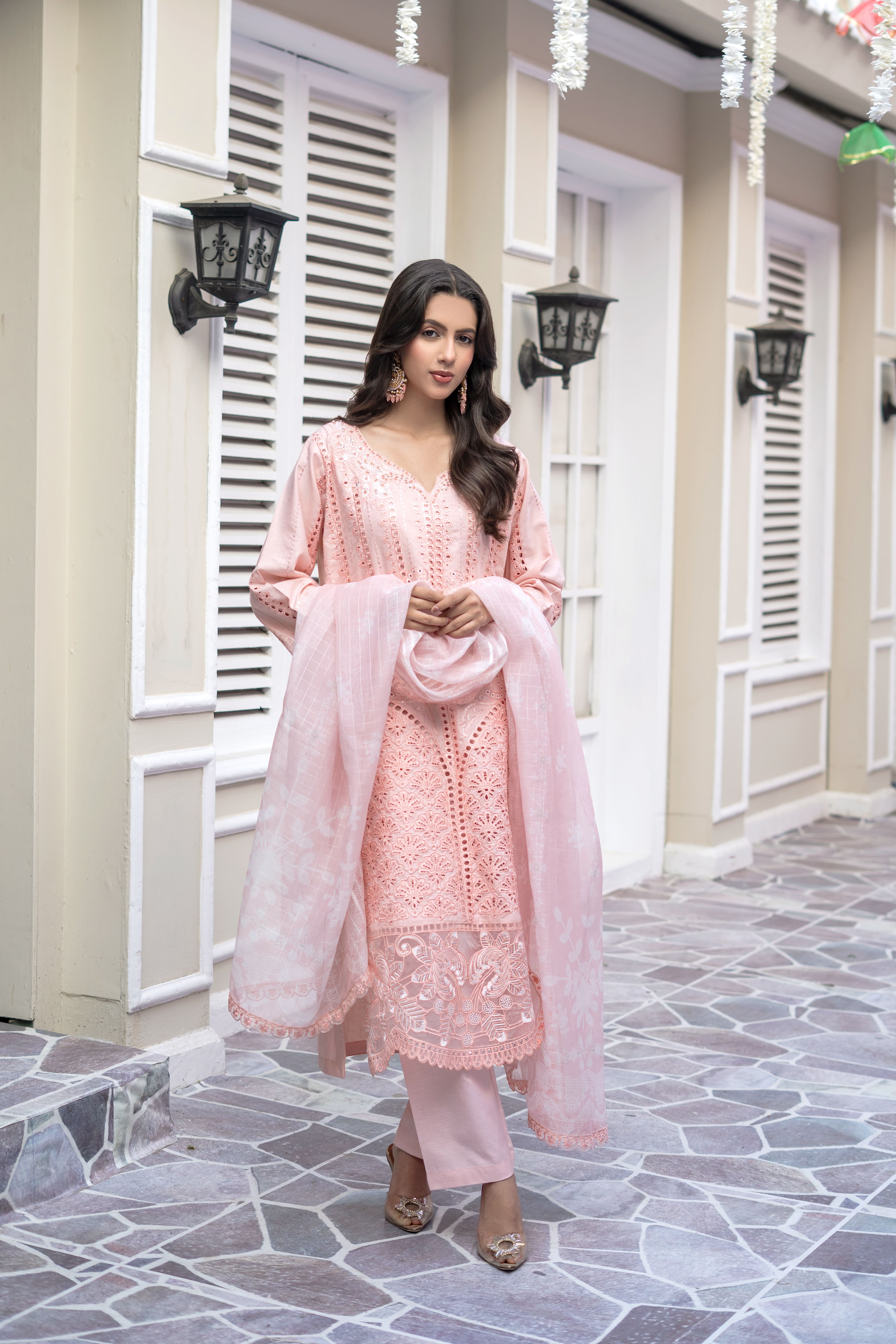 Pink Embroidered Winter Cotton Suit | Maryam Fashions