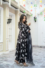 Black Embroidered Winter Cotton Suit | Maryam Fashions