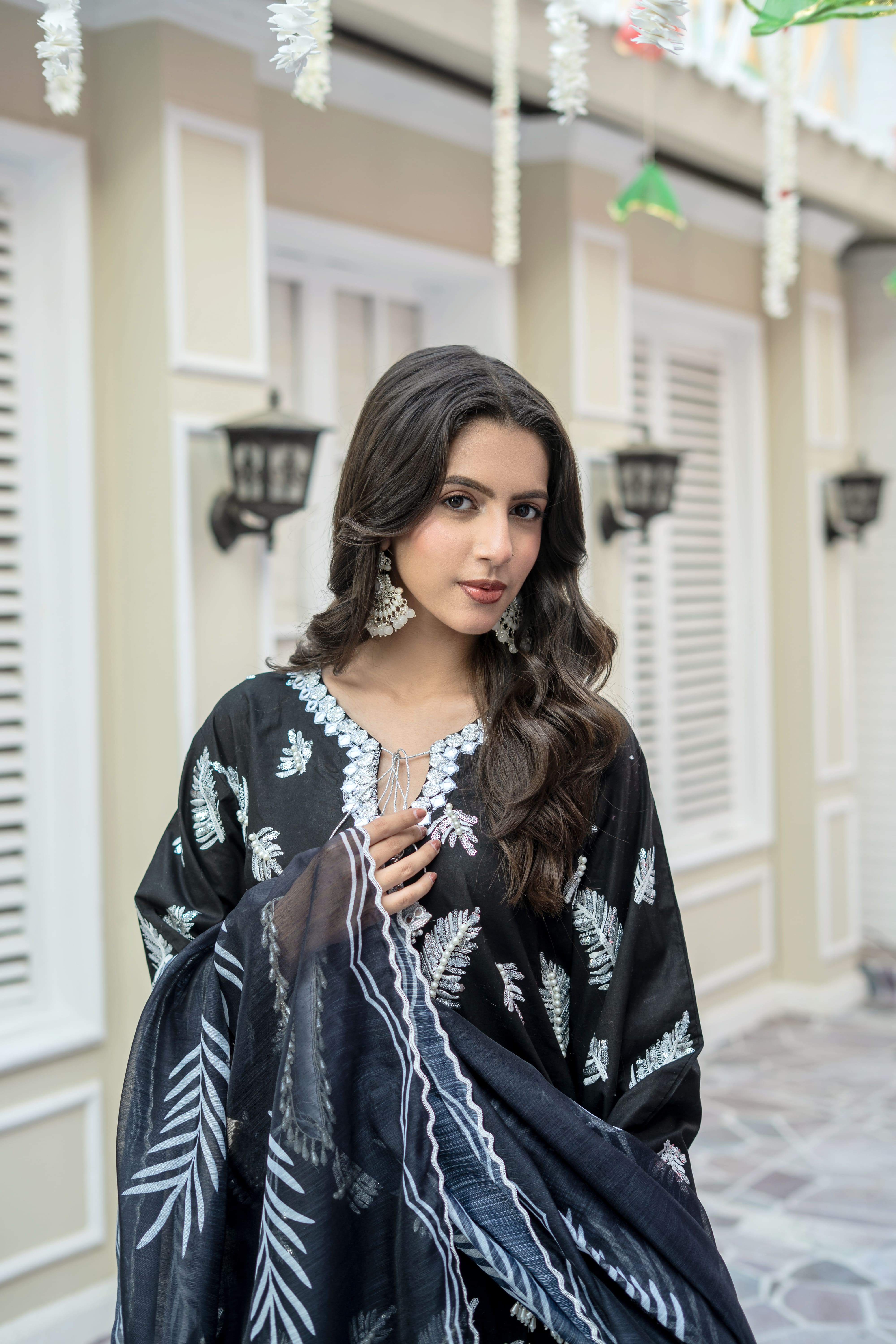 Black Embroidered Winter Cotton Suit | Maryam Fashions