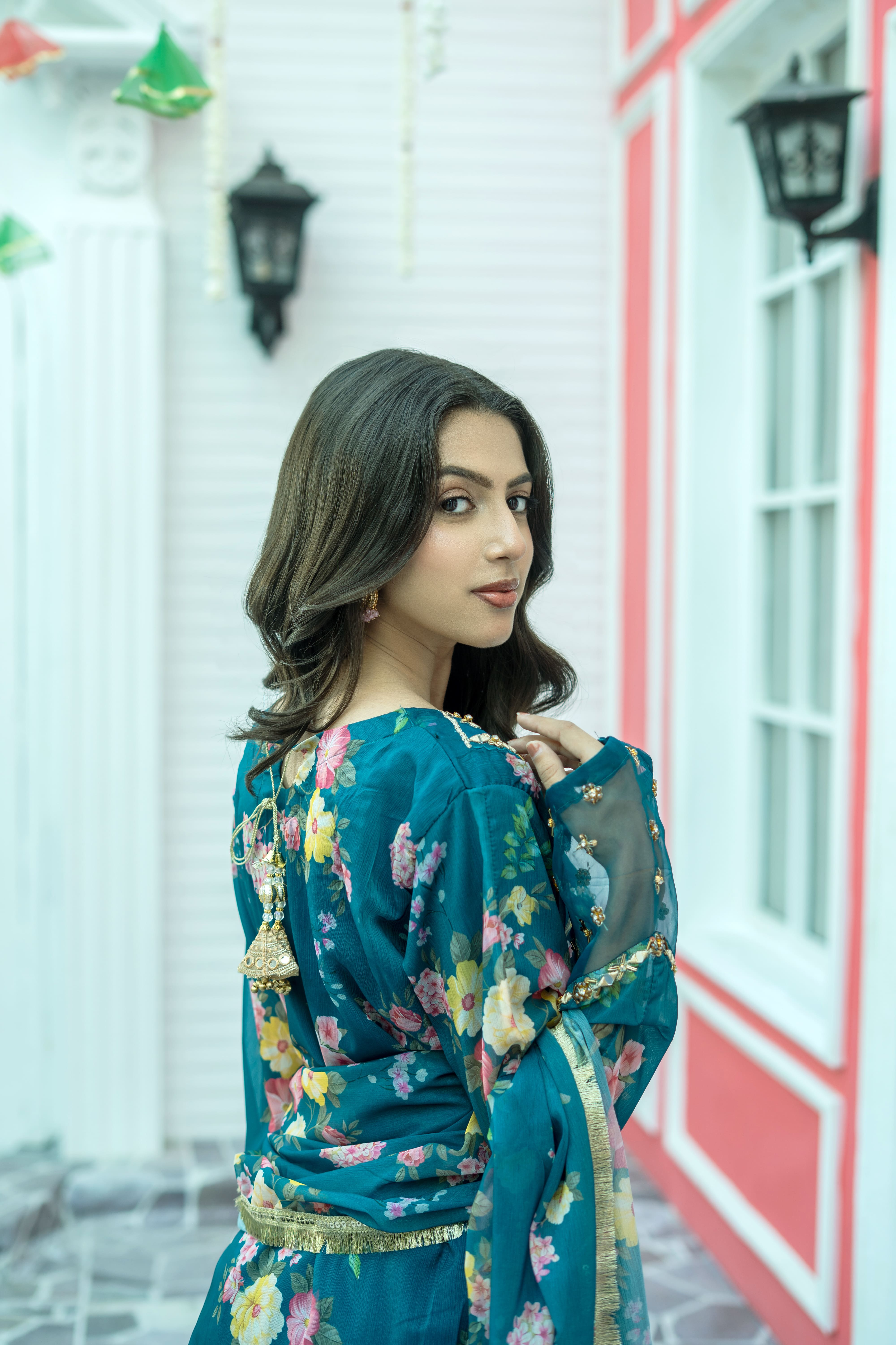 Zink Printed Chiffon Embroidered Suit | Maryam Fashions