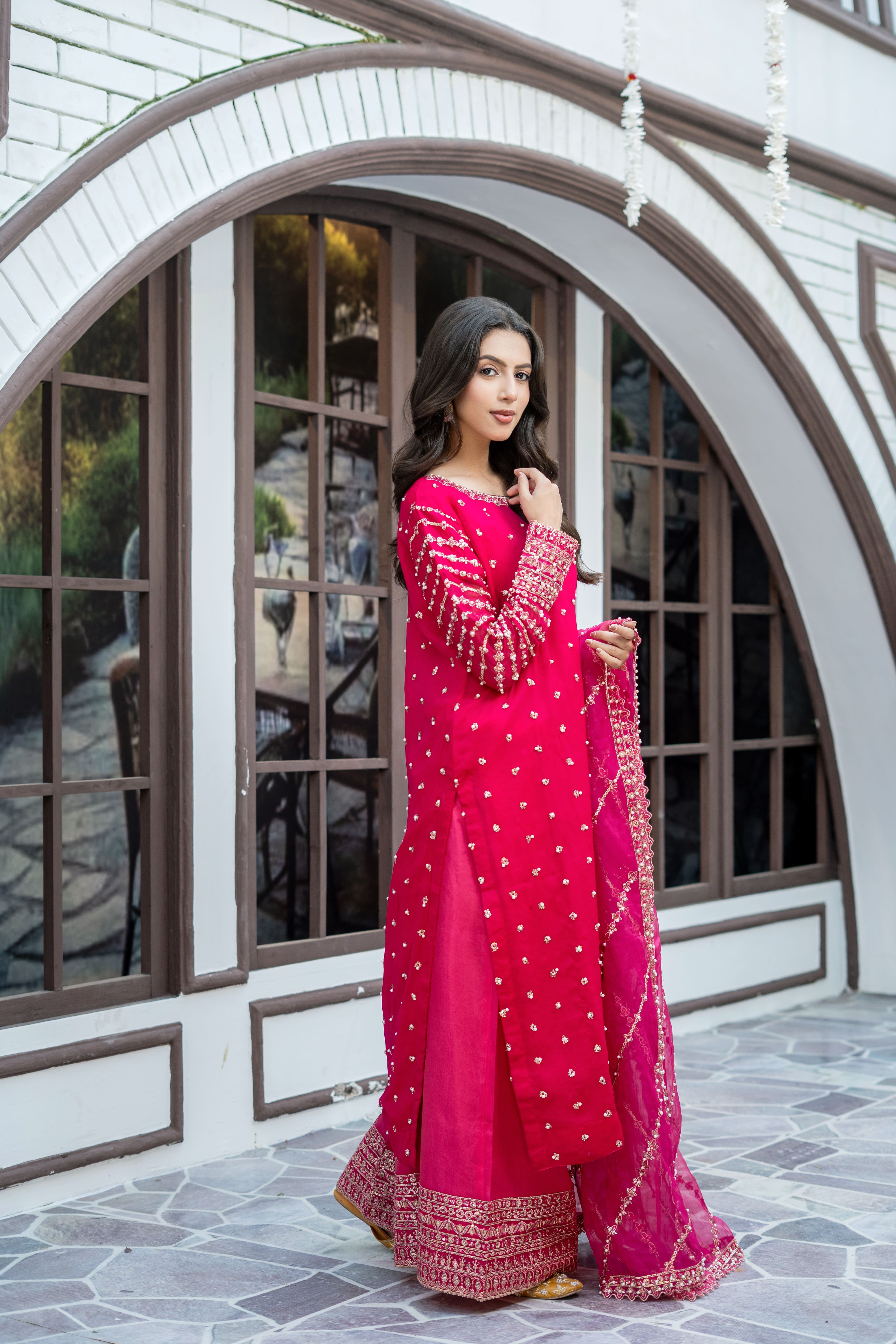 Pink Embroidered Suit | Maryam Fashions