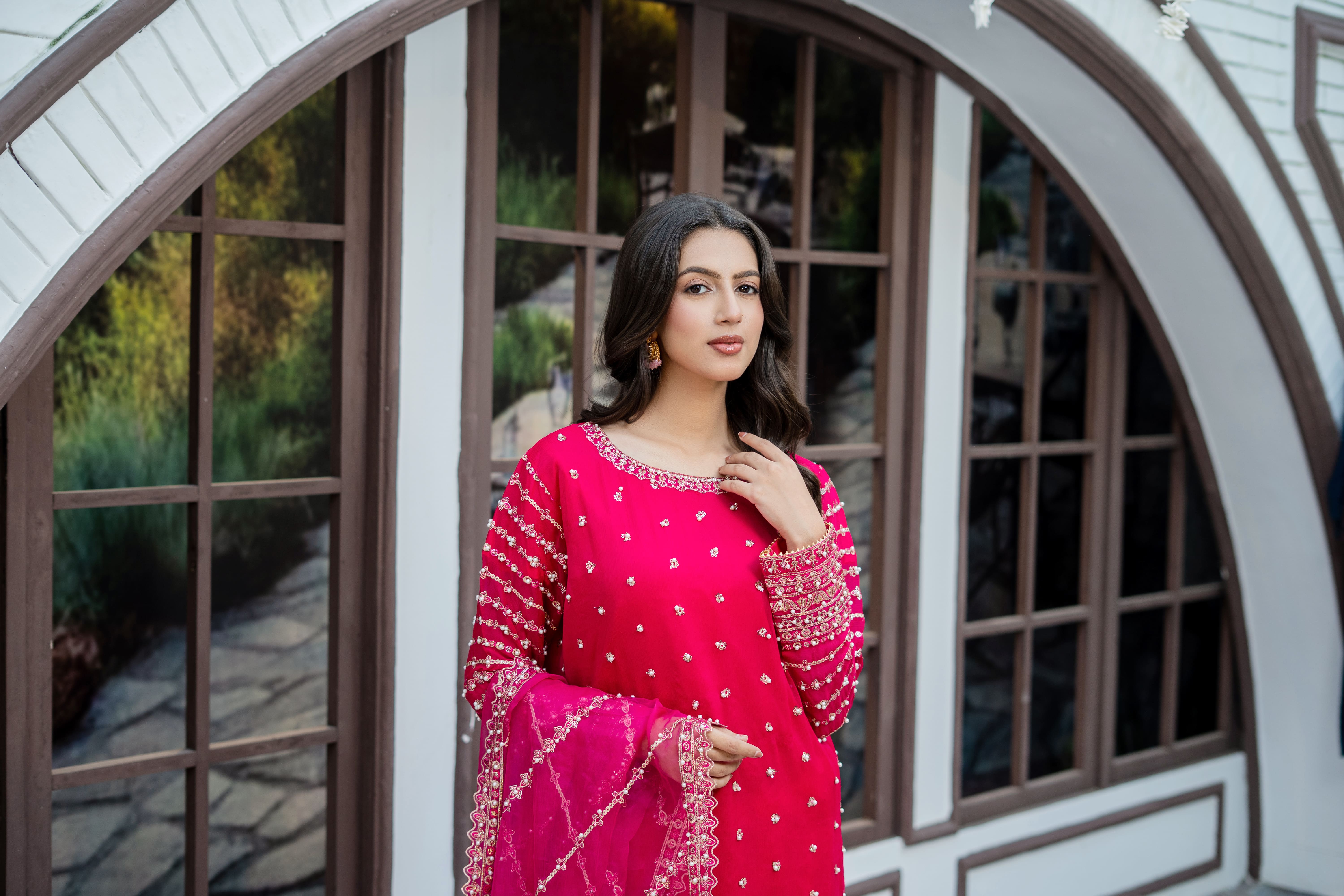 Pink Embroidered Suit | Maryam Fashions