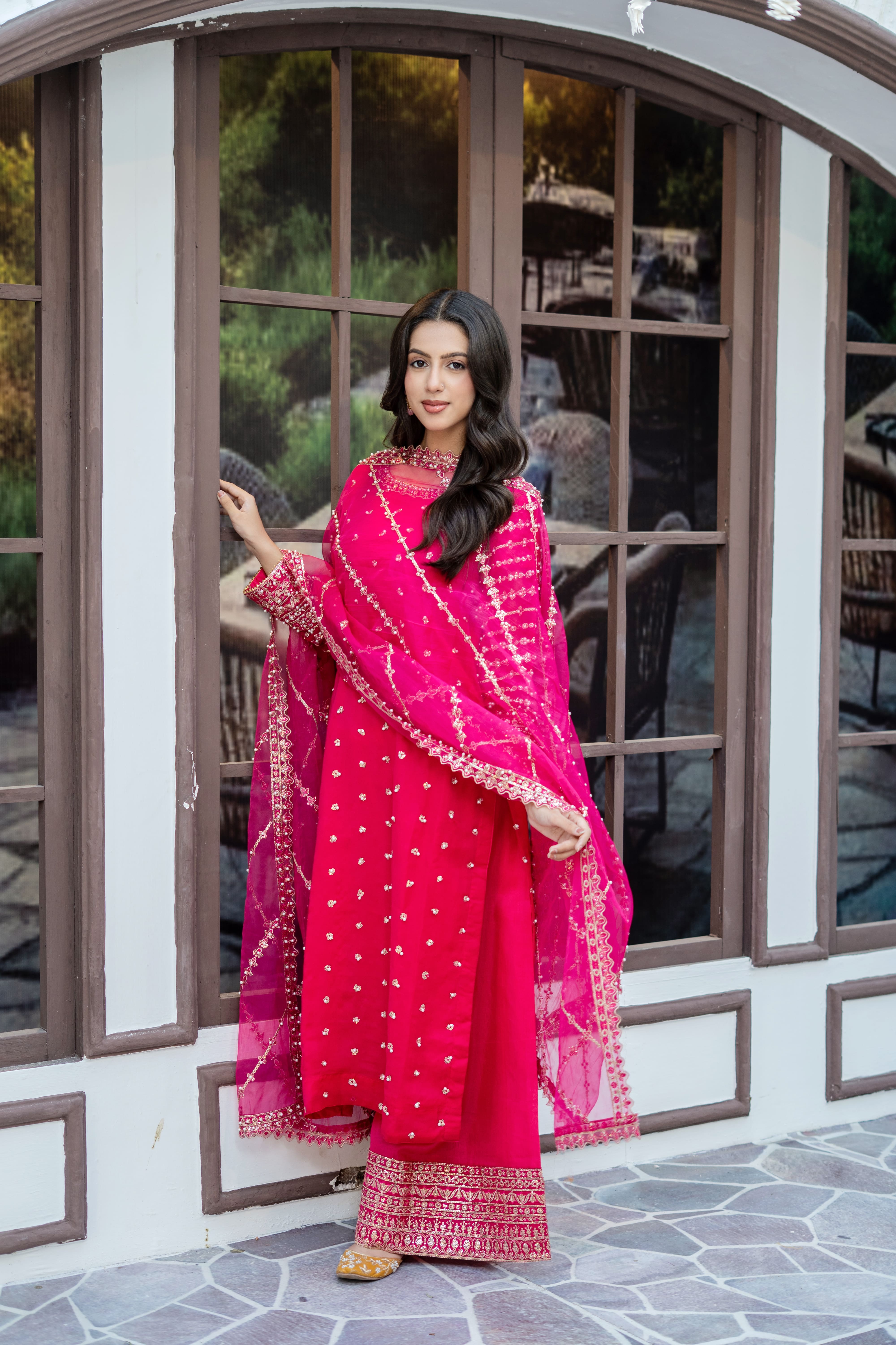 Pink Embroidered Suit | Maryam Fashions