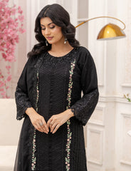 Black Chiffon Embroidered Suit – Maryam Fashions