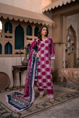 Magenta Embroidered Winter Cotton Suit | Maryam Fashions