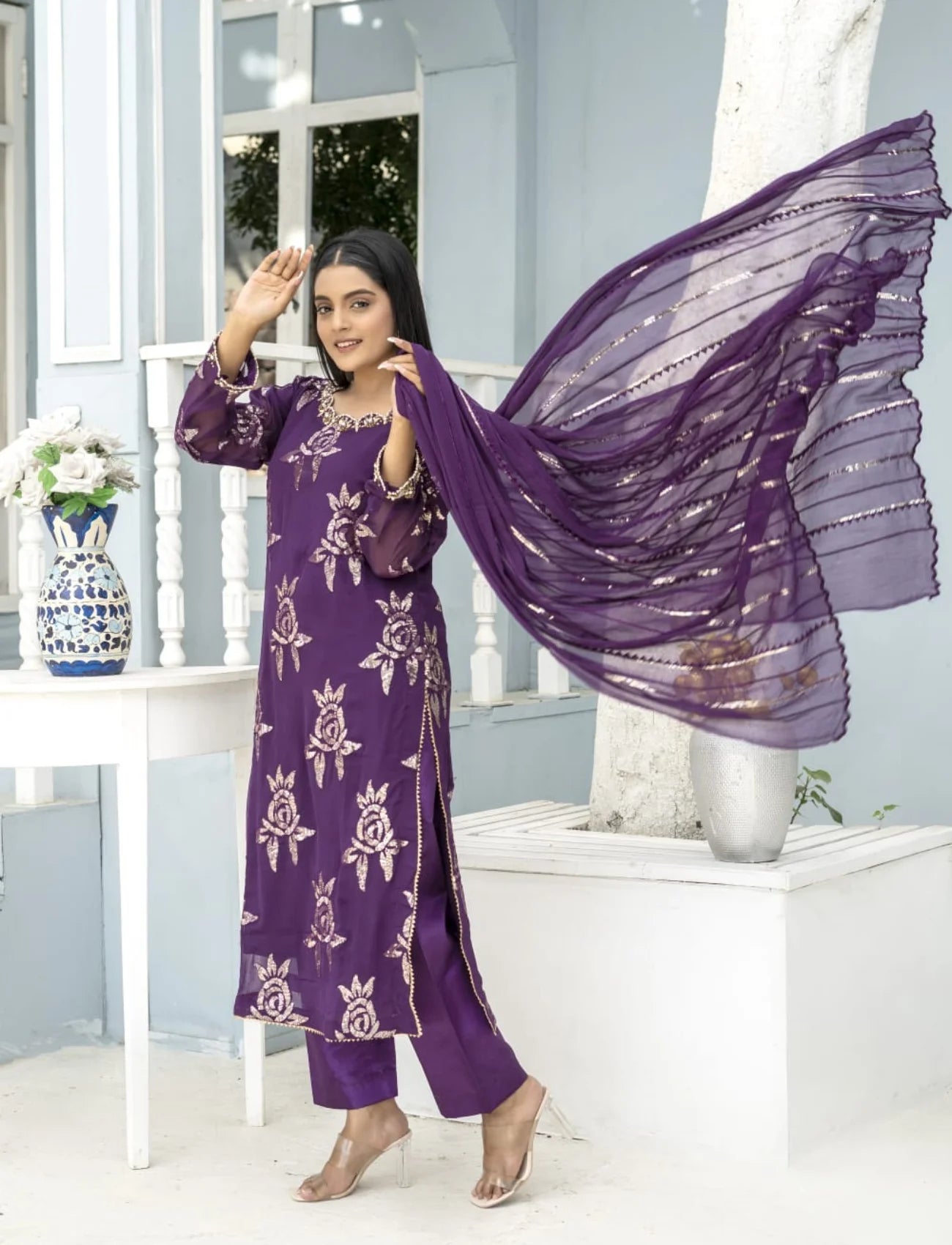 Purple Chiffon Suit – Maryam Fashions